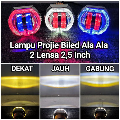 Motorcycle Modified LED Headlight Dual Aperture Motorbike Spotlight