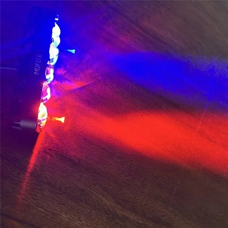 JP-V69 Motorcycle Off-Road Vehicle LED Spotlight Yellow+White Strobe Red+Blue Warning Headlight