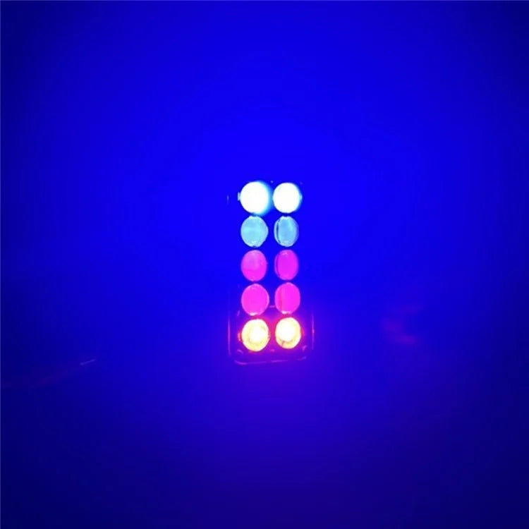 JP-V69 Motorcycle Off-Road Vehicle LED Spotlight Yellow+White Strobe Red+Blue Warning Headlight