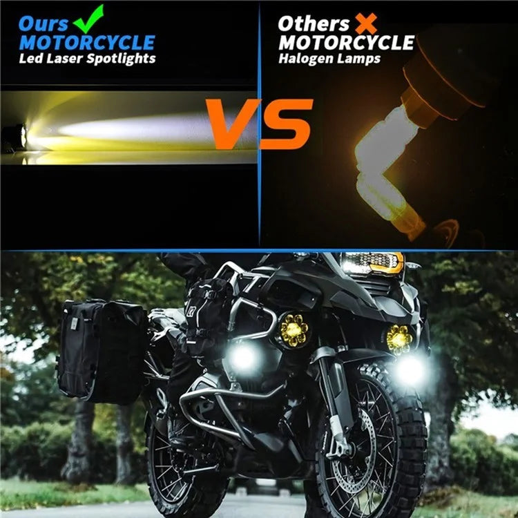JP-V69 Motorcycle Off-Road Vehicle LED Spotlight Yellow+White Strobe Red+Blue Warning Headlight