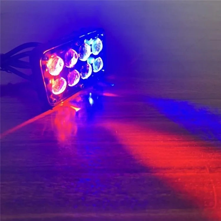 JP-V68 Motorcycle Truck Off-Road Vehicle LED Spotlight Yellow+White Strobe Red+Blue Warning Headlight