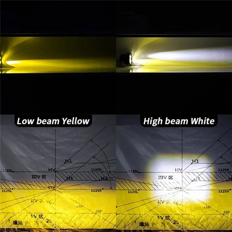 JP-V68 Motorcycle Truck Off-Road Vehicle LED Spotlight Yellow+White Strobe Red+Blue Warning Headlight