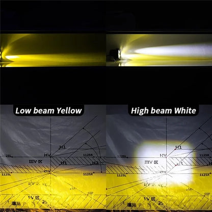 JP-V68 Motorcycle Truck Off-Road Vehicle LED Spotlight Yellow+White Strobe Red+Blue Warning Headlight