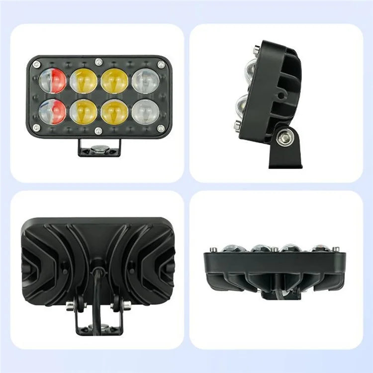 JP-V68 Motorcycle Truck Off-Road Vehicle LED Spotlight Yellow+White Strobe Red+Blue Warning Headlight