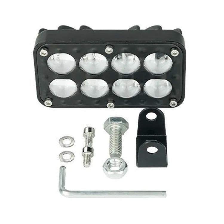 JP-V68 Motorcycle Truck Off-Road Vehicle LED Spotlight Yellow+White Strobe Red+Blue Warning Headlight