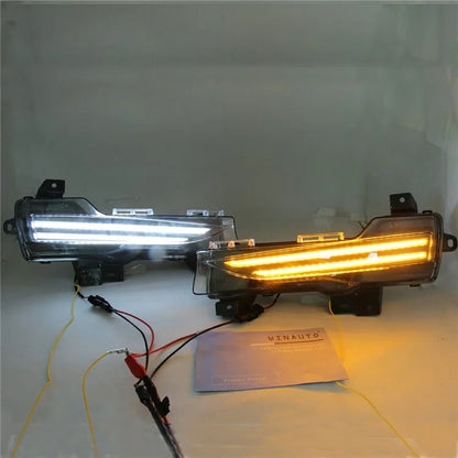 WINAUTO 1 Pair for Tesla Model 3 / Y Dual Color LED Daytime Running Lights Turn Signal Lamps