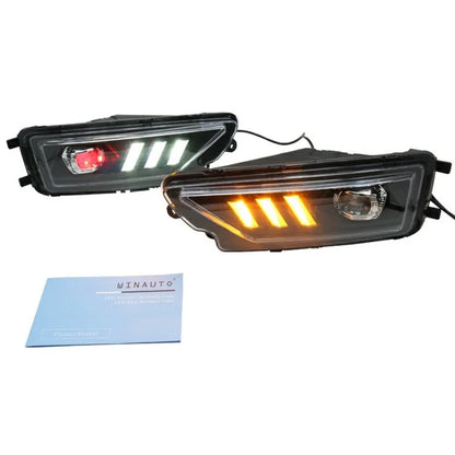 WINAUTO 1 Pair for Amarok 2016-2020 3-Color LED Daytime Running Lights Turn Signal Lamp