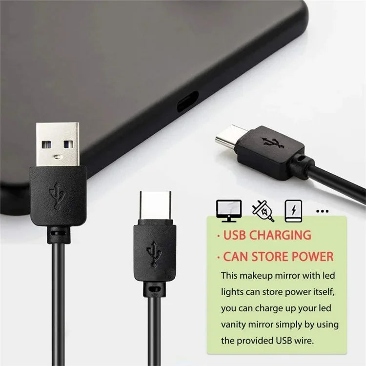 USB Powered Car Sun Visor LED Vanity Mirror Touch Control Makeup Mirror for Truck SUV