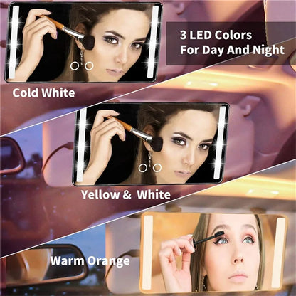 USB Powered Car Sun Visor LED Vanity Mirror Touch Control Makeup Mirror for Truck SUV