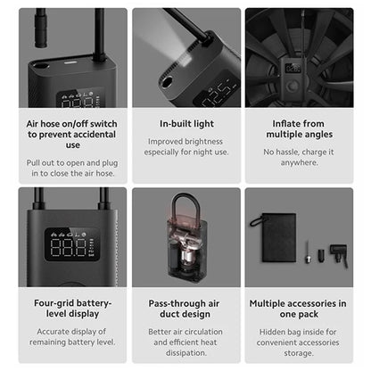 XIAOMI MIJIA MJCQB06QW Portable Car Electric Air Compressor 2 Mini Air Pump 150PSI Inflator with LED Light