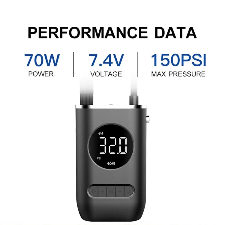 CQB-3668 Inflatable Pump Portable Handheld Digital Display Rechargeable Tire Pump with LED Light