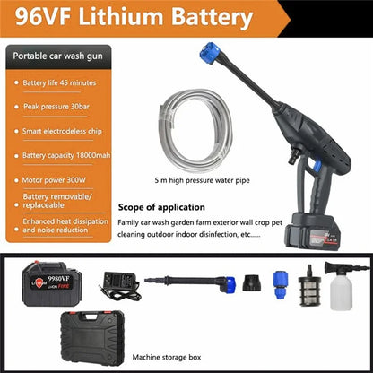 8103 High Pressure Water Gun Electric Car Household Spray Washer Cleaner Washing Machine (Battery: 96VH 18000mAh)