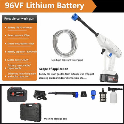 8103 High Pressure Water Gun Electric Car Household Spray Washer Cleaner Washing Machine (Battery: 96VH 18000mAh)