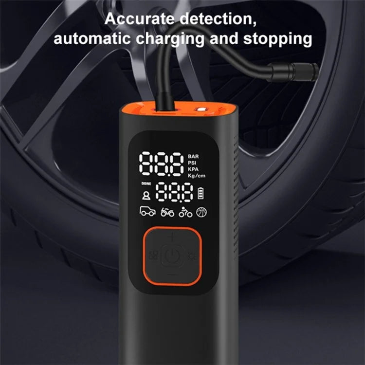 NW01-P Car Tire Inflator Digital Display Portable Cordless Air Inflator (7500mAh Battery, 12V Cigarette Lighter)