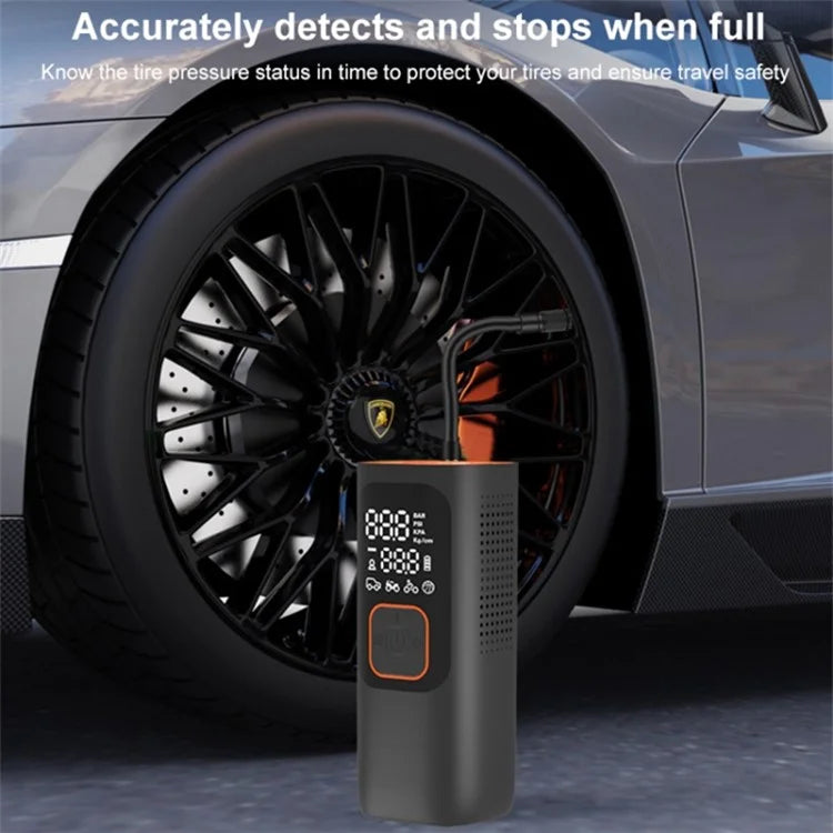 NW01-P Car Tire Inflator Digital Display Portable Cordless Air Inflator (7500mAh Battery, 12V Cigarette Lighter)