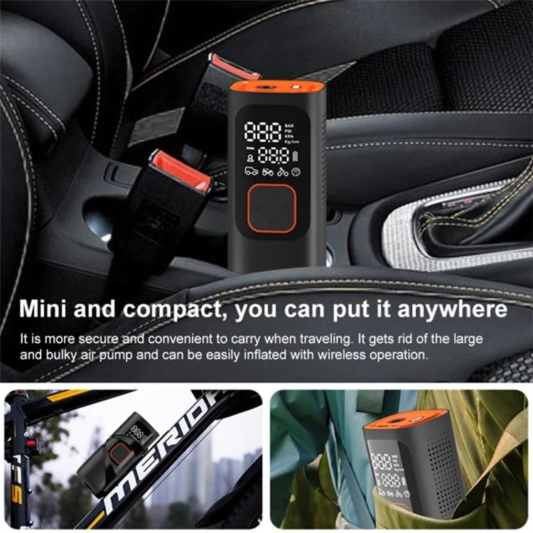 NW01-P Car Tire Inflator Digital Display Portable Cordless Air Inflator (7500mAh Battery, 12V Cigarette Lighter)