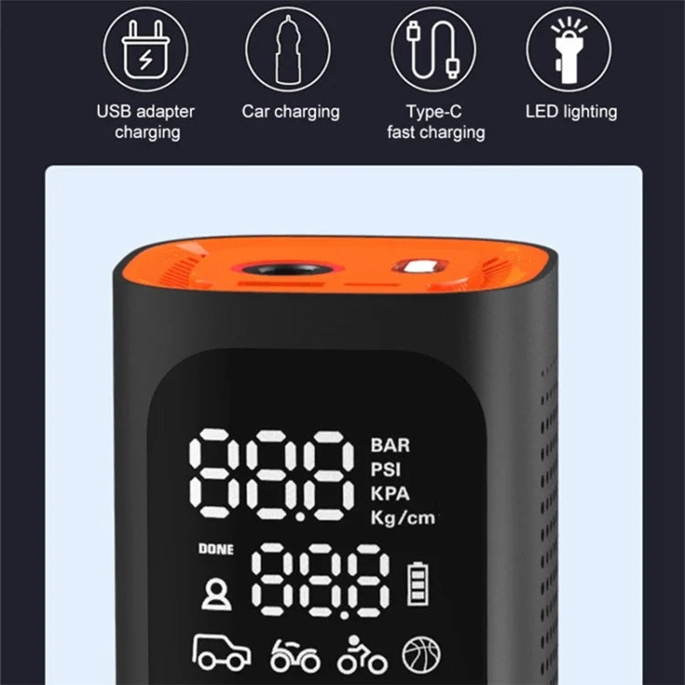 NW01-P Car Tire Inflator Digital Display Portable Cordless Air Inflator (7500mAh Battery, 12V Cigarette Lighter)