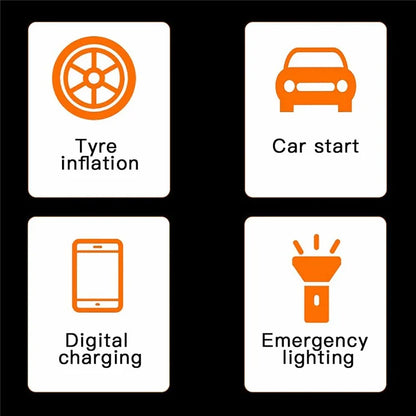 AI8 12V Car Air Pump Emergency Flashlight Power Supply Portable Phone Charger