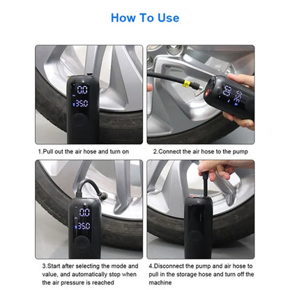 LP1 Outdoor Portable Smart Tire Pump with LED Light, Car Bike Mini Inflator
