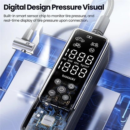 TOOCKI A5 Car Air Compressor Tire Inflator for Tire Inflation Car Tire Pump with LED Light for Car Tires