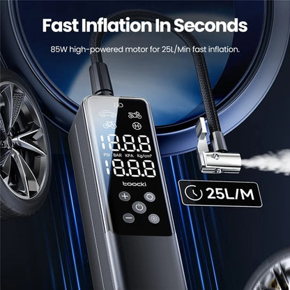 TOOCKI A5 Car Air Compressor Tire Inflator for Tire Inflation Car Tire Pump with LED Light for Car Tires