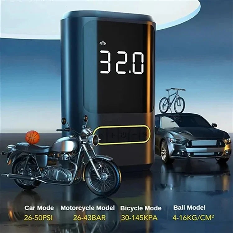 ATJ-8466 19MM Air Cylinder Tire Inflator Air Pump with Power Bank+Cigarette Lighter Interface