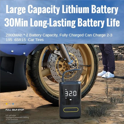 ATJ-8466 Tire Inflator 19MM Air Cylinder Air Pump with Power Bank Function