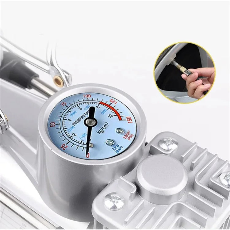 Double Cylinder Air Pump Screwdriver Car Tire Repair Tool Set with Storage Box
