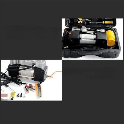 Double Cylinder Air Pump Screwdriver Car Tire Repair Tool Set with Storage Box