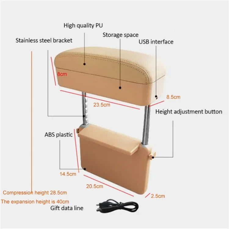 Multifunctional Wireless Charger Car Armrest Storage Box Center Console Arm Rest Organizer