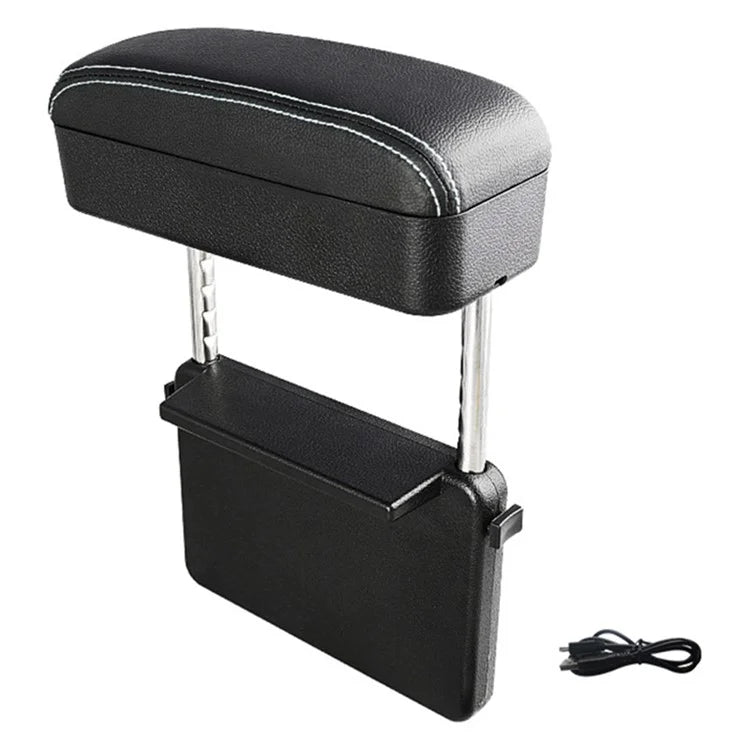 Multifunctional Wireless Charger Car Armrest Storage Box Center Console Arm Rest Organizer  /  White