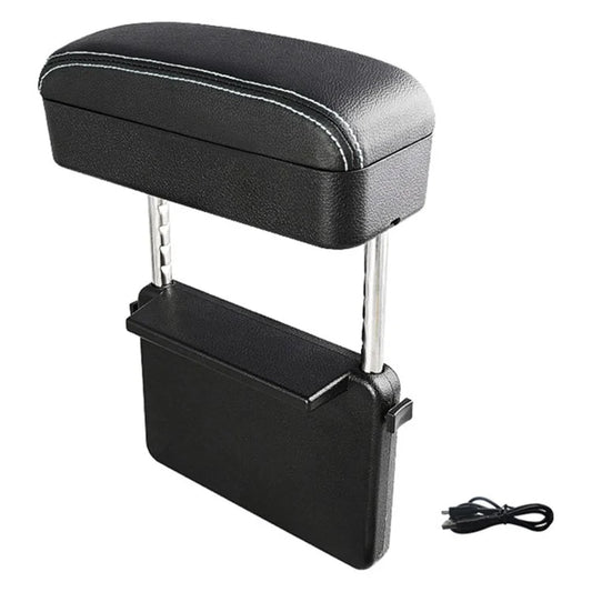 Multifunctional Wireless Charger Car Armrest Storage Box Center Console Arm Rest Organizer  /  White