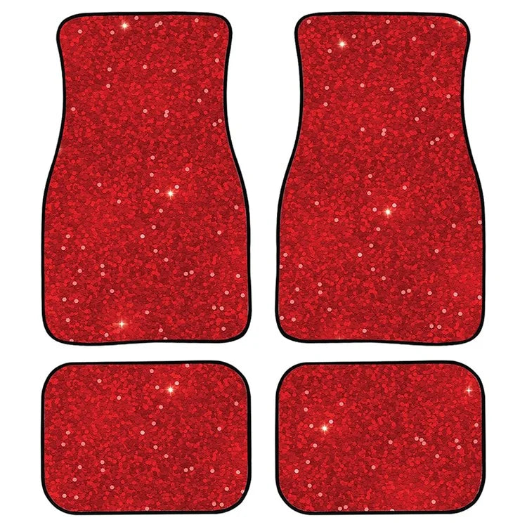 4Pcs / Set Pattern Printed Car Front+Rear Floor Mat Anti-Slip Neoprene Vehicle Interior Floor Pad
