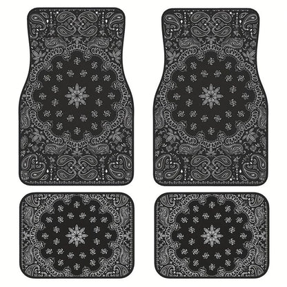 4Pcs / Set Pattern Printed Car Front+Rear Floor Mat Anti-Slip Neoprene Vehicle Interior Floor Pad