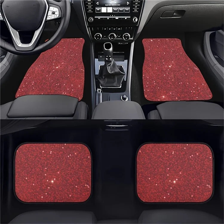 4Pcs / Set Pattern Printed Car Front+Rear Floor Mat Anti-Slip Neoprene Vehicle Interior Floor Pad