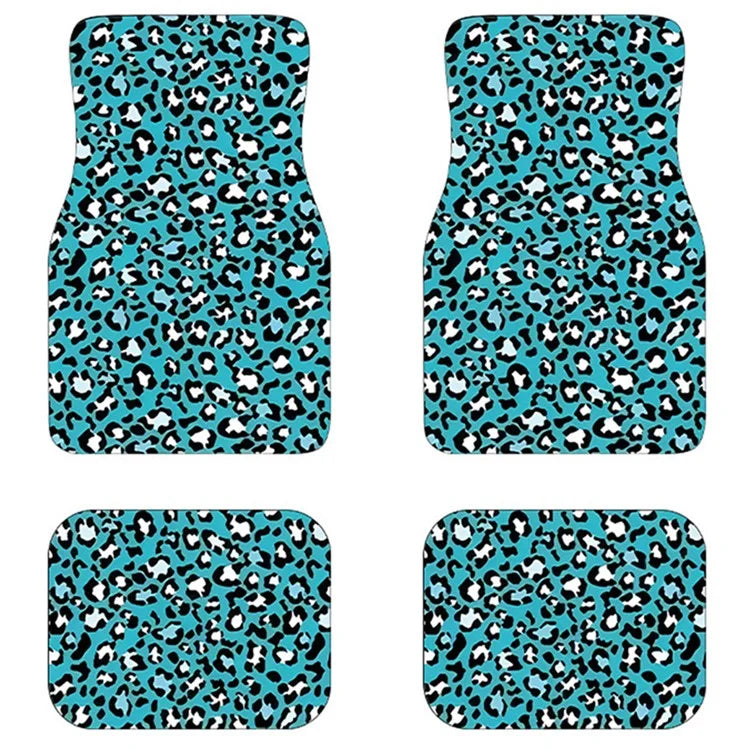 4Pcs / Set Pattern Printed Car Front+Rear Floor Mat Anti-Slip Neoprene Vehicle Interior Floor Pad