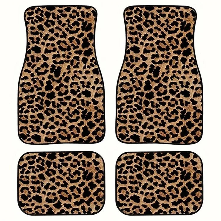 4Pcs / Set Pattern Printed Car Front+Rear Floor Mat Anti-Slip Neoprene Vehicle Interior Floor Pad