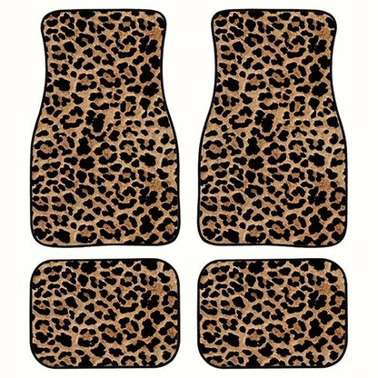 4Pcs / Set Pattern Printed Car Front+Rear Floor Mat Anti-Slip Neoprene Vehicle Interior Floor Pad