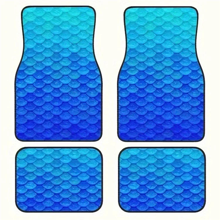 4Pcs / Set Pattern Printed Car Front+Rear Floor Mat Anti-Slip Neoprene Vehicle Interior Floor Pad