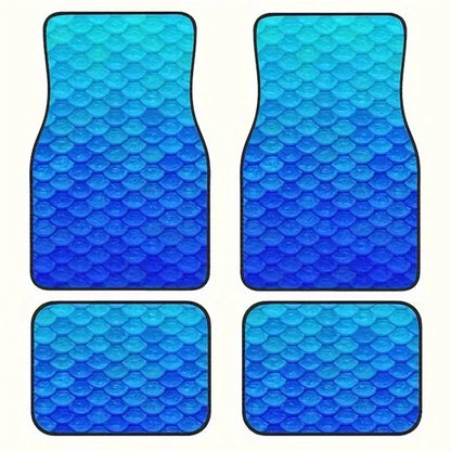 4Pcs / Set Pattern Printed Car Front+Rear Floor Mat Anti-Slip Neoprene Vehicle Interior Floor Pad