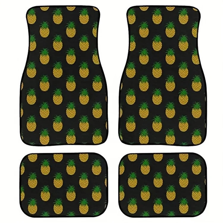 4Pcs / Set Pattern Printed Car Front+Rear Floor Mat Anti-Slip Neoprene Vehicle Interior Floor Pad