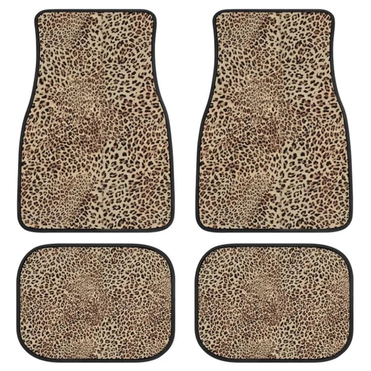 4Pcs / Set Pattern Printed Car Front+Rear Floor Mat Anti-Slip Neoprene Vehicle Interior Floor Pad
