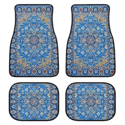 4Pcs / Set Retro Bohemian Style Car Front+Rear Floor Mat Neoprene Vehicle Interior Decorative Floor Pad