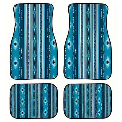 4Pcs / Set Retro Bohemian Style Car Front+Rear Floor Mat Neoprene Vehicle Interior Decorative Floor Pad