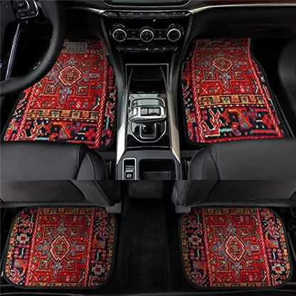 4Pcs / Set Retro Bohemian Style Car Front+Rear Floor Mat Neoprene Vehicle Interior Decorative Floor Pad