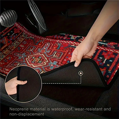 4Pcs / Set Retro Bohemian Style Car Front+Rear Floor Mat Neoprene Vehicle Interior Decorative Floor Pad