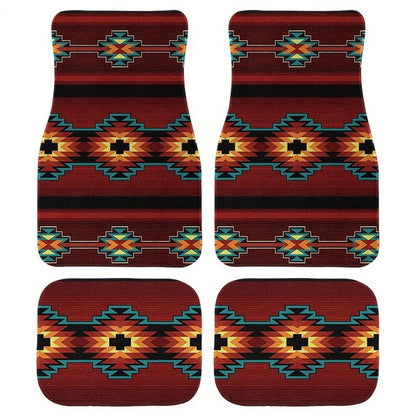 4Pcs / Set Retro Bohemian Style Car Front+Rear Floor Mat Neoprene Vehicle Interior Decorative Floor Pad