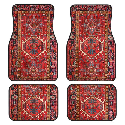 4Pcs / Set Retro Bohemian Style Car Front+Rear Floor Mat Neoprene Vehicle Interior Decorative Floor Pad