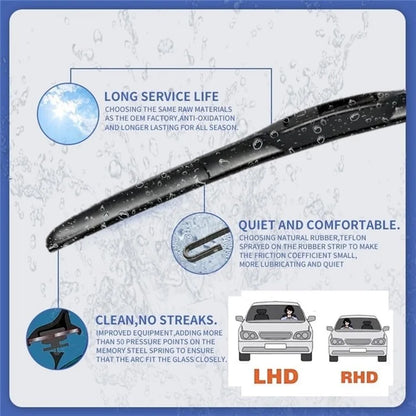 1Pc Universal Three-Stage Car Wiper Blade ABS+Rubber Noiseless Vehicle Wiper Blade