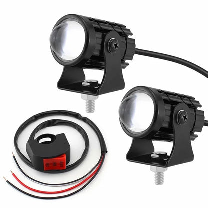 2Pcs IP67 Waterproof Motorcycle Super Bright Spotlight ATV Motorbike LED Headlights with Switch